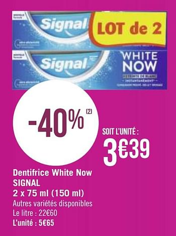 Promoties Dentifrice white now signal - Signal - Geldig van 30/11/2020 tot 13/12/2020 bij Géant Casino