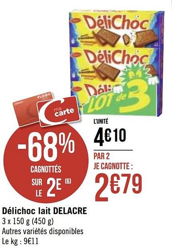 Promotions Délichoc lait delacre - Delacre - Valide de 30/11/2020 à 13/12/2020 chez Géant Casino