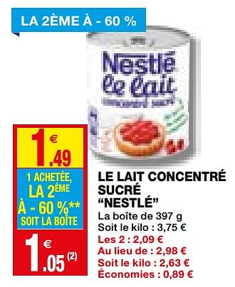 Promotions Le lait concentré sucré nestlé - Nestlé - Valide de 02/12/2020 à 13/12/2020 chez Coccinelle