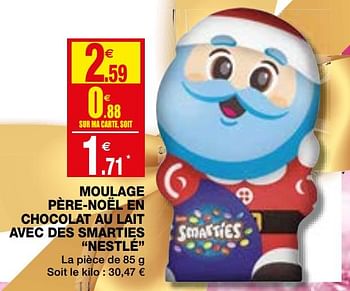 Promotions Moulage père-noël en chocolat au lait avec des smarties nestlé - Nestlé - Valide de 02/12/2020 à 13/12/2020 chez Coccinelle