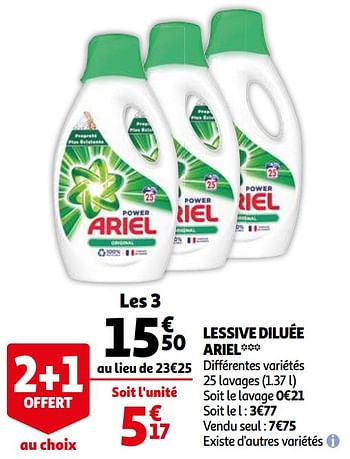 Promotions Lessive diluée ariel - Ariel - Valide de 09/12/2020 à 13/12/2020 chez Auchan Ronq