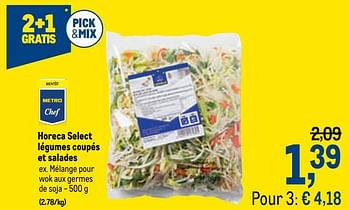 Promotions Horeca select légumes coupés et salades mélange pour wok aux germes de soja - Produit maison - Makro - Valide de 16/12/2020 à 01/01/2021 chez Makro