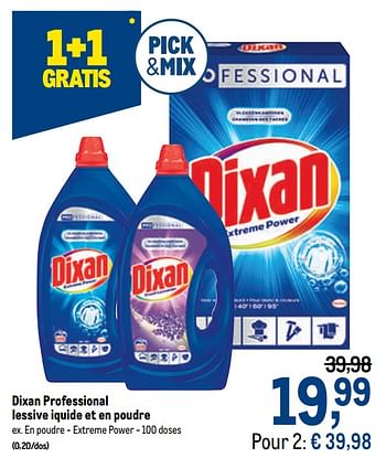 Promotions Dixan professional lessive iquide et en poudre en poudre - extreme power - Dixan - Valide de 16/12/2020 à 01/01/2021 chez Makro