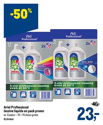 Promotions Ariel professional lessive liquide en pack promo couleur - Ariel - Valide de 16/12/2020 à 01/01/2021 chez Makro