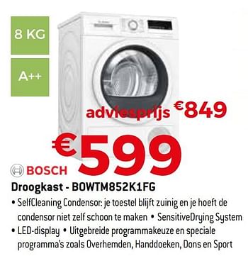 Promoties Bosch droogkast - bowtm852k1fg - Bosch - Geldig van 04/12/2020 tot 31/12/2020 bij Exellent