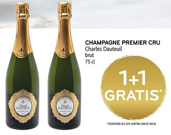 Promoties 1+1 gratis champagne premier cru charles dauteuil brut - Champagne - Geldig van 16/12/2020 tot 05/01/2021 bij Alvo