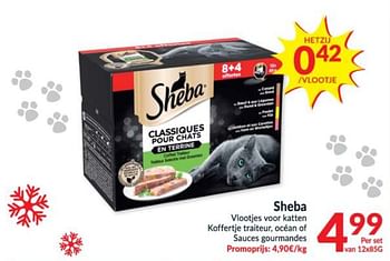 Promoties Sheba vlootjes voor katten koffertje traiteur océan of sauces gourmandes - Sheba - Geldig van 15/12/2020 tot 24/12/2020 bij Intermarche