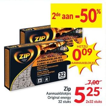 Promoties Zip aanmaakblokjes original energy - Zip - Geldig van 15/12/2020 tot 24/12/2020 bij Intermarche