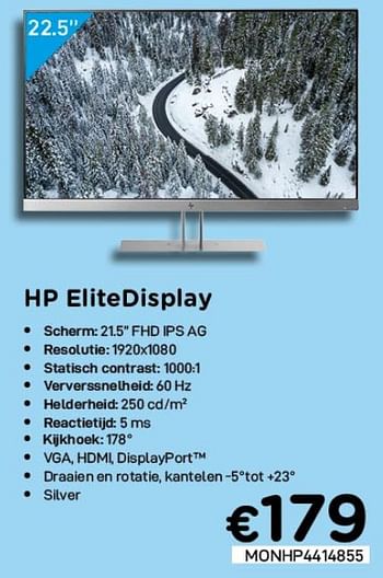 Promoties Hp elitedispiay - HP - Geldig van 01/12/2020 tot 31/12/2020 bij Compudeals