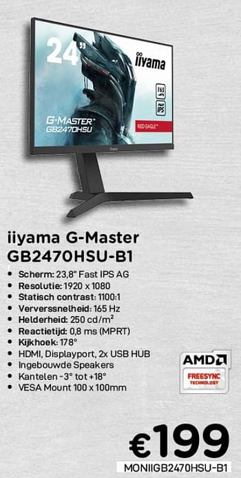 Promoties Ïiyama iiyama g-master gb2470hsu-b1 - Iiyama - Geldig van 01/12/2020 tot 31/12/2020 bij Compudeals