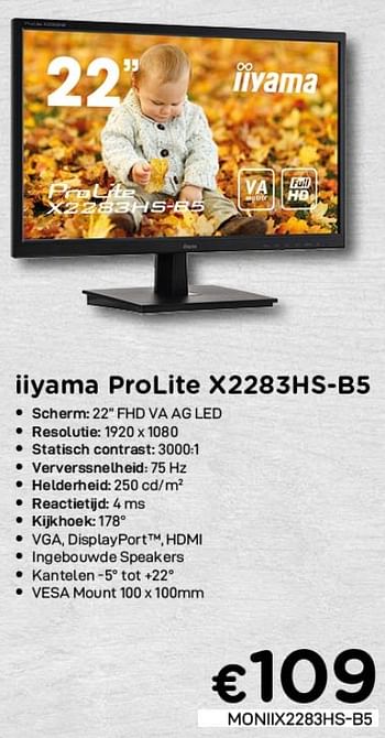 Promoties Iiyama prolite x2283hs-b5 - Iiyama - Geldig van 01/12/2020 tot 31/12/2020 bij Compudeals