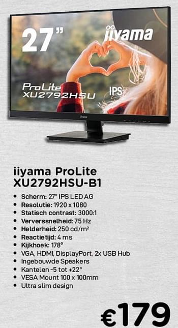 Promoties Iiyama prolite xu2792hsu-b1 - Iiyama - Geldig van 01/12/2020 tot 31/12/2020 bij Compudeals
