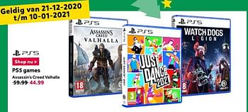 Promoties Ps5 games assassin`s creed valhalla - Ubisoft - Geldig van 12/12/2020 tot 27/12/2020 bij Intertoys