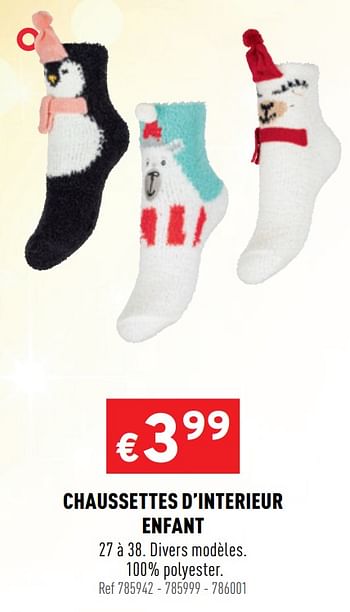 Promoties Chaussettes d`interieur enfant - Huismerk - Trafic  - Geldig van 16/12/2020 tot 20/12/2020 bij Trafic