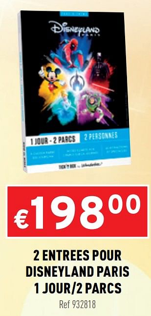 Promotions 2 entrees pour disneyland paris 1 jour-2 parcs - Produit maison - Trafic  - Valide de 16/12/2020 à 20/12/2020 chez Trafic