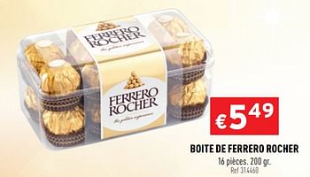 Promotions Boite de ferrero rocher - Ferrero - Valide de 16/12/2020 à 20/12/2020 chez Trafic