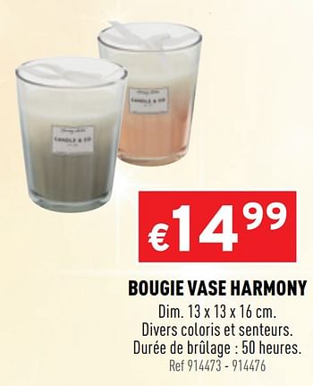 Promotions Bougie vase harmony - Produit maison - Trafic  - Valide de 16/12/2020 à 20/12/2020 chez Trafic