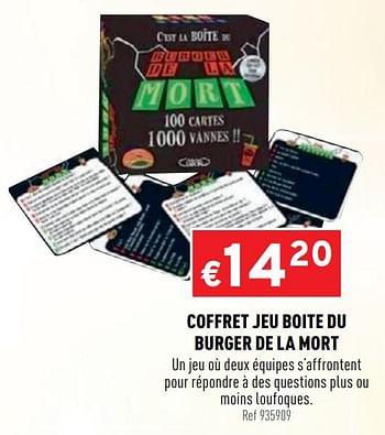 Promotions Coffret jeu boite du burger de la mort - Produit maison - Trafic  - Valide de 16/12/2020 à 20/12/2020 chez Trafic