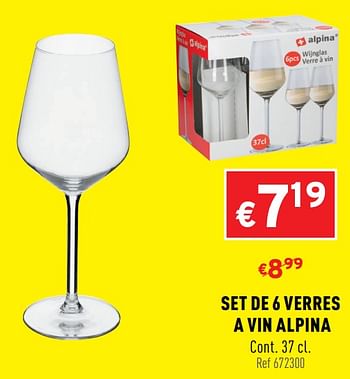 Promotions Set de 6 verres a vin alpina - Alpina - Valide de 16/12/2020 à 20/12/2020 chez Trafic