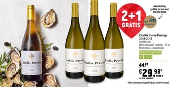 Promoties Chablis cuvée prestige 2018-2019 chablis a.c. witte wijn uit frankrijk - Witte wijnen - Geldig van 17/12/2020 tot 25/12/2020 bij Delhaize