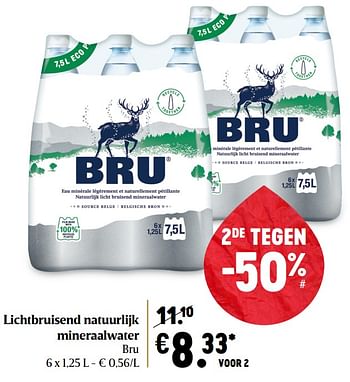 Promoties Lichtbruisend natuurlijk mineraalwater bru - Bru - Geldig van 17/12/2020 tot 25/12/2020 bij Delhaize