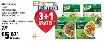 Promoties Warme saus knorr peperroomsaus - Knorr - Geldig van 17/12/2020 tot 25/12/2020 bij Delhaize