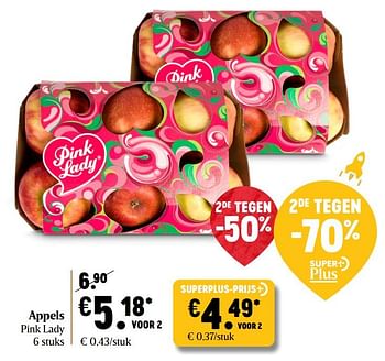 Promoties Appels pink lady - Huismerk - Delhaize - Geldig van 17/12/2020 tot 25/12/2020 bij Delhaize