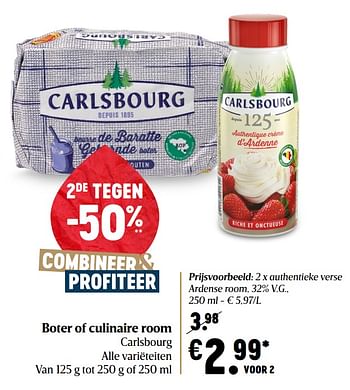 Promoties Boter of culinaire room carlsbourg authentieke verse ardense room - Carlsbourg - Geldig van 17/12/2020 tot 25/12/2020 bij Delhaize