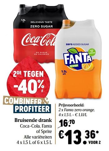 Promoties Fanta zero orange - Fanta - Geldig van 17/12/2020 tot 25/12/2020 bij Delhaize