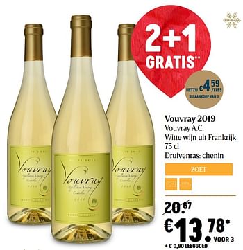 Promoties Vouvray 2019 vouvray a.c. witte wijn uit frankrijk - Witte wijnen - Geldig van 17/12/2020 tot 25/12/2020 bij Delhaize