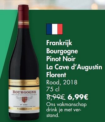 Promoties Frankrijk bourgogne pinot noir la cave d`augustin florent rood, 2018 - Rode wijnen - Geldig van 16/12/2020 tot 24/12/2020 bij Carrefour