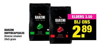 Promoties Barzini koffiecapsules - Barzini - Geldig van 14/12/2020 tot 03/01/2021 bij Big Bazar