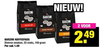 Promoties Barzini koffiepads - Barzini - Geldig van 14/12/2020 tot 03/01/2021 bij Big Bazar