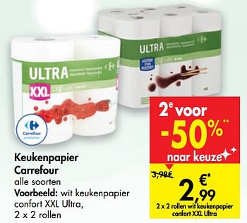Promoties Keukenpapier carrefour wit keukenpapier confort xxl ultra - Huismerk - Carrefour  - Geldig van 16/12/2020 tot 24/12/2020 bij Carrefour
