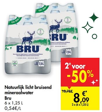 Promoties Natuurlijk licht bruisend mineraalwater bru - Bru - Geldig van 16/12/2020 tot 24/12/2020 bij Carrefour