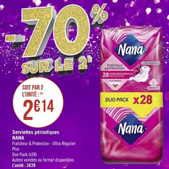 Promotions Serviettes périodiques nana - Nana - Valide de 15/12/2020 à 27/12/2020 chez Super Casino