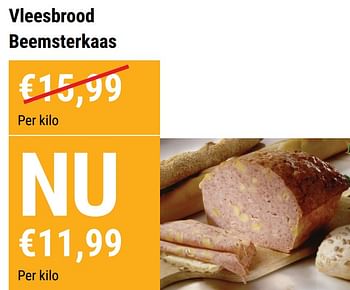 Promoties Vleesbrood beemsterkaas - Huismerk - Budgetslager - Geldig van 23/12/2020 tot 31/12/2020 bij Budgetslager