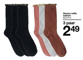 Promoties Dames ruffle sokken - Huismerk - Zeeman  - Geldig van 19/12/2020 tot 25/12/2020 bij Zeeman