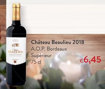 Promoties Château beaulieu 2018 a.o.p. bordeaux supérieur - Rode wijnen - Geldig van 16/12/2020 tot 31/12/2020 bij OKay
