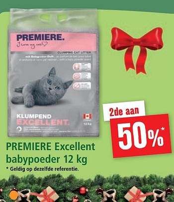 Promotions Premiere excellent babypoeder 2de aan 50% - Premiere - Valide de 28/12/2020 à 03/01/2021 chez Maxi Zoo