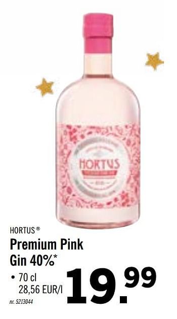 Hortus Premium 40% pink bij Lidl gin - Promotie