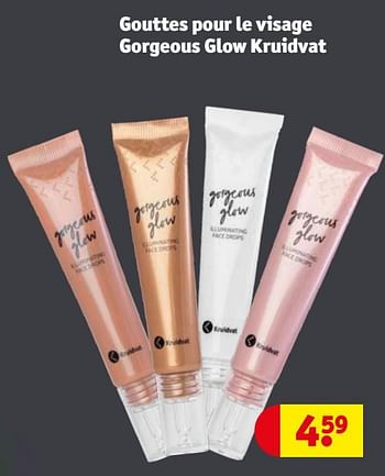 Promoties Gouttes pour le visage gorgeous glow kruidvat - Huismerk - Kruidvat - Geldig van 19/12/2020 tot 27/12/2020 bij Kruidvat