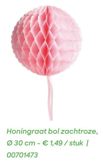 Promoties Honingraat bol zachtroze, - Huismerk - Ava - Geldig van 01/01/2021 tot 30/06/2021 bij Ava