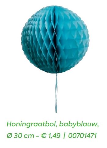 Promoties Honingraatbol, babyblauw, - Huismerk - Ava - Geldig van 01/01/2021 tot 30/06/2021 bij Ava