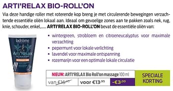 Promoties Arti`relax bio roll`on massage - Ladrome - Geldig van 01/01/2021 tot 01/02/2021 bij Mannavita
