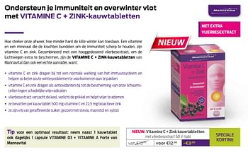 Promoties Vitamine c + zink kauwtabletten - Mannavital - Geldig van 01/01/2021 tot 01/02/2021 bij Mannavita