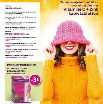 Promoties Vitamine c + zink kauwtabletten met vlierbesextract -3€ - Mannavital - Geldig van 01/01/2021 tot 01/02/2021 bij Mannavita