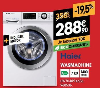 Promoties Haier wasmachine hw70-bp14636 - Haier - Geldig van 04/01/2021 tot 17/01/2021 bij Electro Depot
