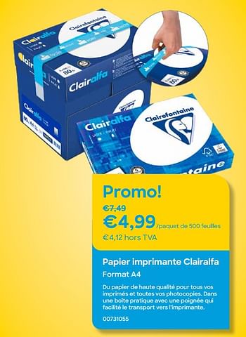 Promotions Papier imprimante clairalfa format a4 - Clairefontaine - Valide de 28/12/2020 à 30/03/2021 chez Ava