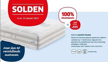 Promoties Matras comfort pocket - Huismerk - Sleeplife - Geldig van 04/01/2021 tot 13/02/2021 bij Sleeplife